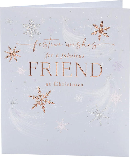 Front of Snowflakes Christmas Card for Friend by UK Greetings, featuring festive snowflake designs on a holiday greeting card.