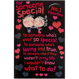 Valentine's Day greeting card for him or her with large text and badge design, includes envelope, by UK Greetings.