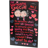 Valentine's Day greeting card for him or her with large text and badge design, includes envelope, by UK Greetings