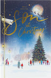 Son Christmas greeting card from UK Greetings featuring festive holiday designs and cheerful message for the occasion.