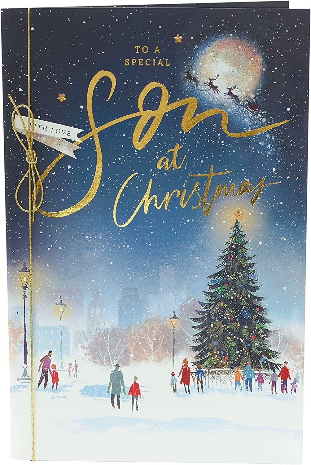 Son Christmas greeting card from UK Greetings featuring festive holiday design and cheerful holiday message.