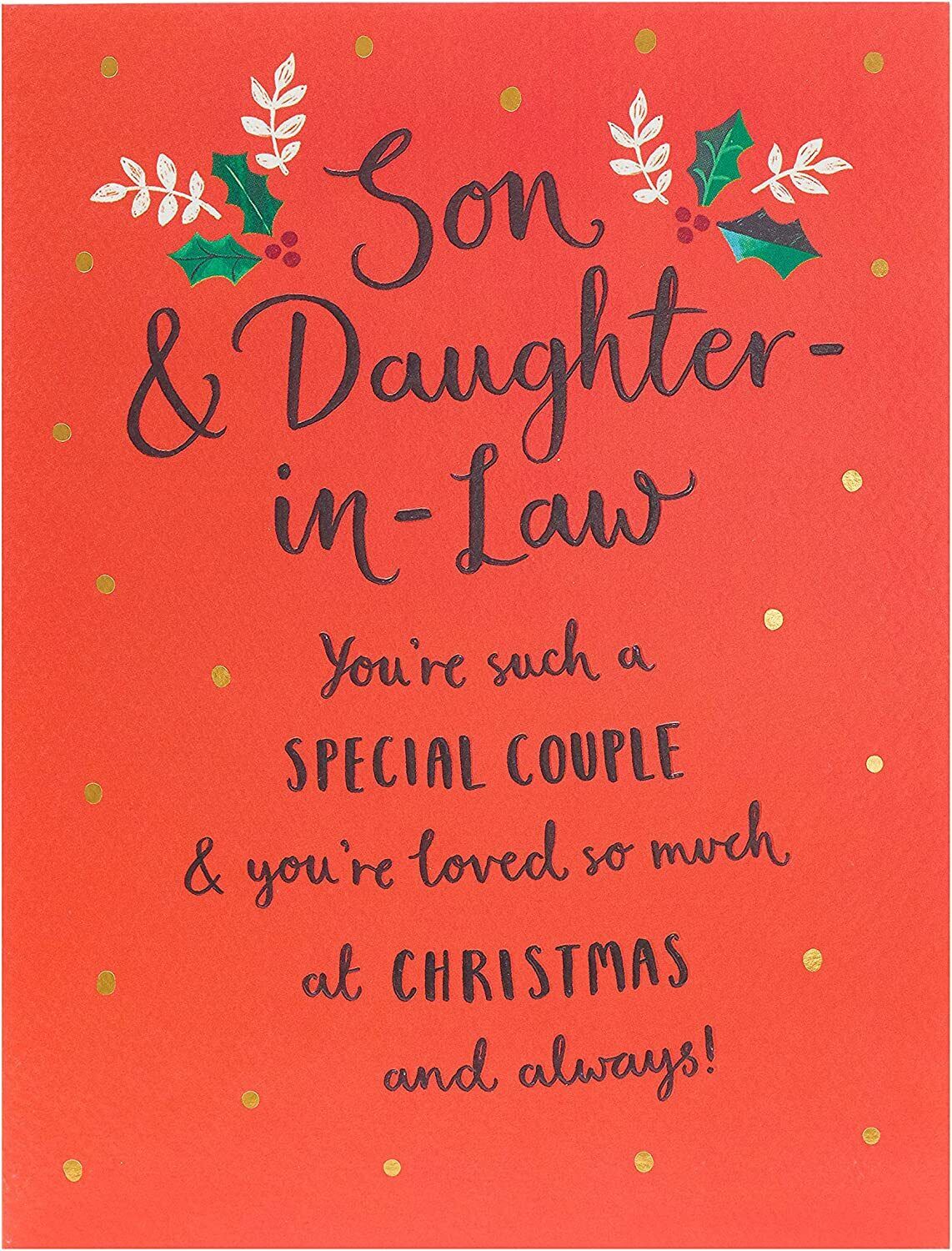 Son and Daughter-in-Law Christmas greeting card featuring typography design from UK Greetings.