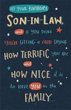 Son-in-Law birthday greeting card from UK Greetings featuring a cheerful design and heartfelt message.