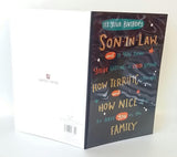 Son-in-Law birthday greeting card by UK Greetings featuring a colorful design and heartfelt message.