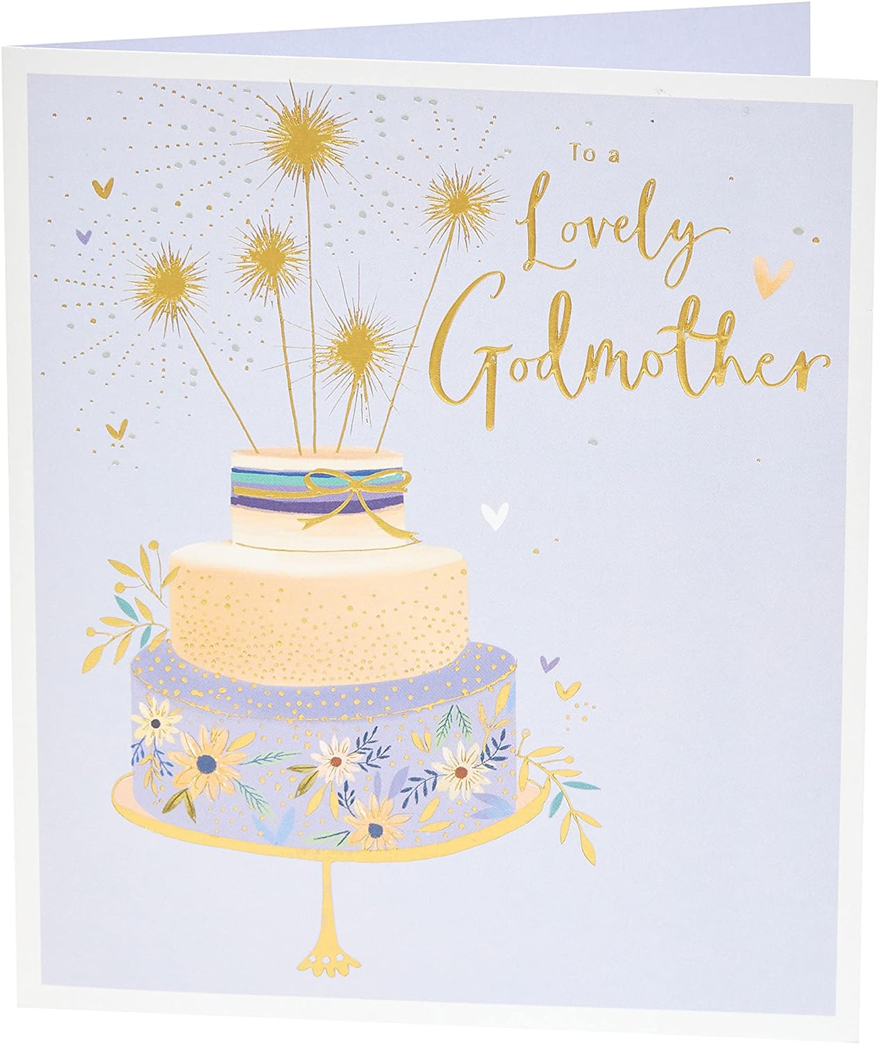 Sparkling Cake Godmother birthday greeting card with festive design, perfect for celebrating your godmother's special day.