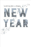 Sparkling Stars Classic New Year Greeting Card with festive star designs, perfect for celebrating the New Year from UK Greetings.