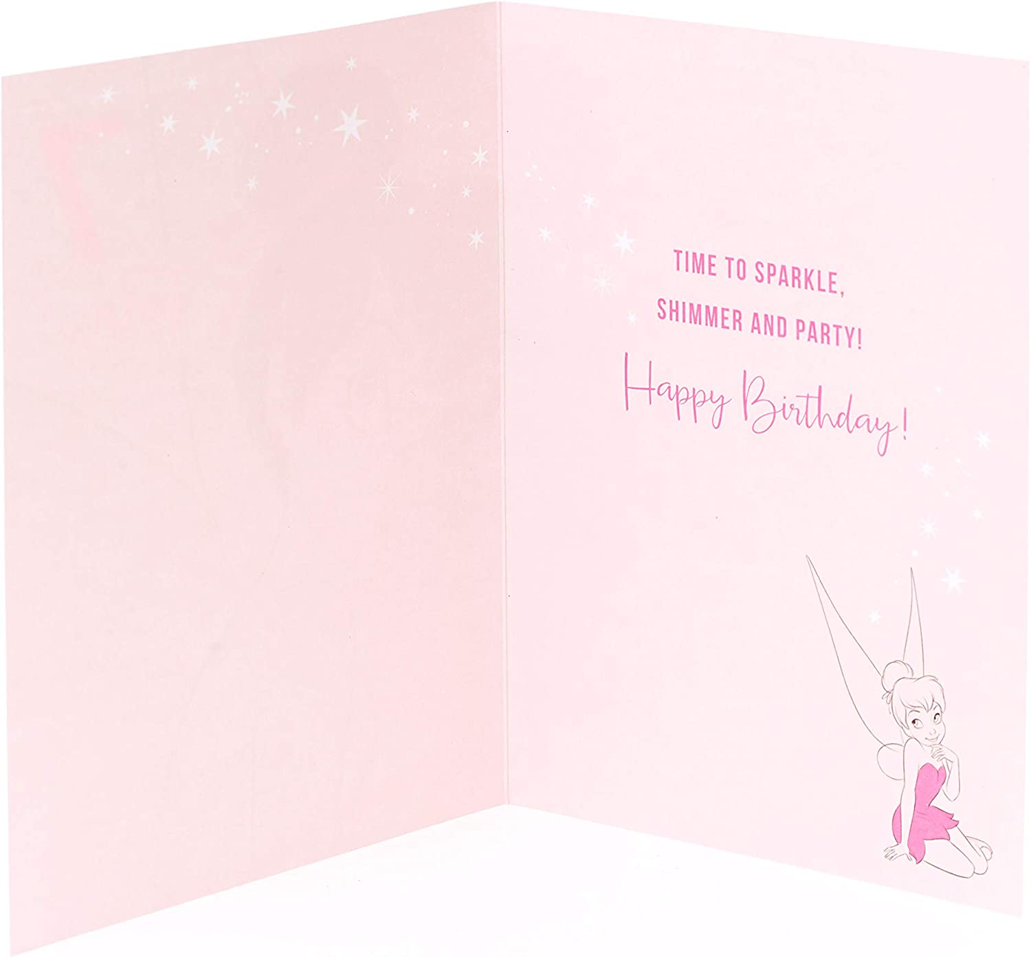 Sparkling Tinker Bell 7th birthday greeting card from UK Greetings featuring a magical fairy design with glitter accents.