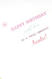 UK Greetings special Auntie birthday greeting card with love, featuring colorful floral design and heartfelt message inside.