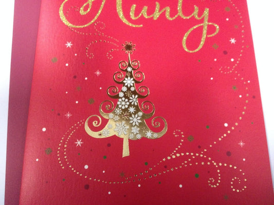 A UK Greetings Special Aunty Christmas Card with festive holiday design and heartfelt wishes for the holiday season.
