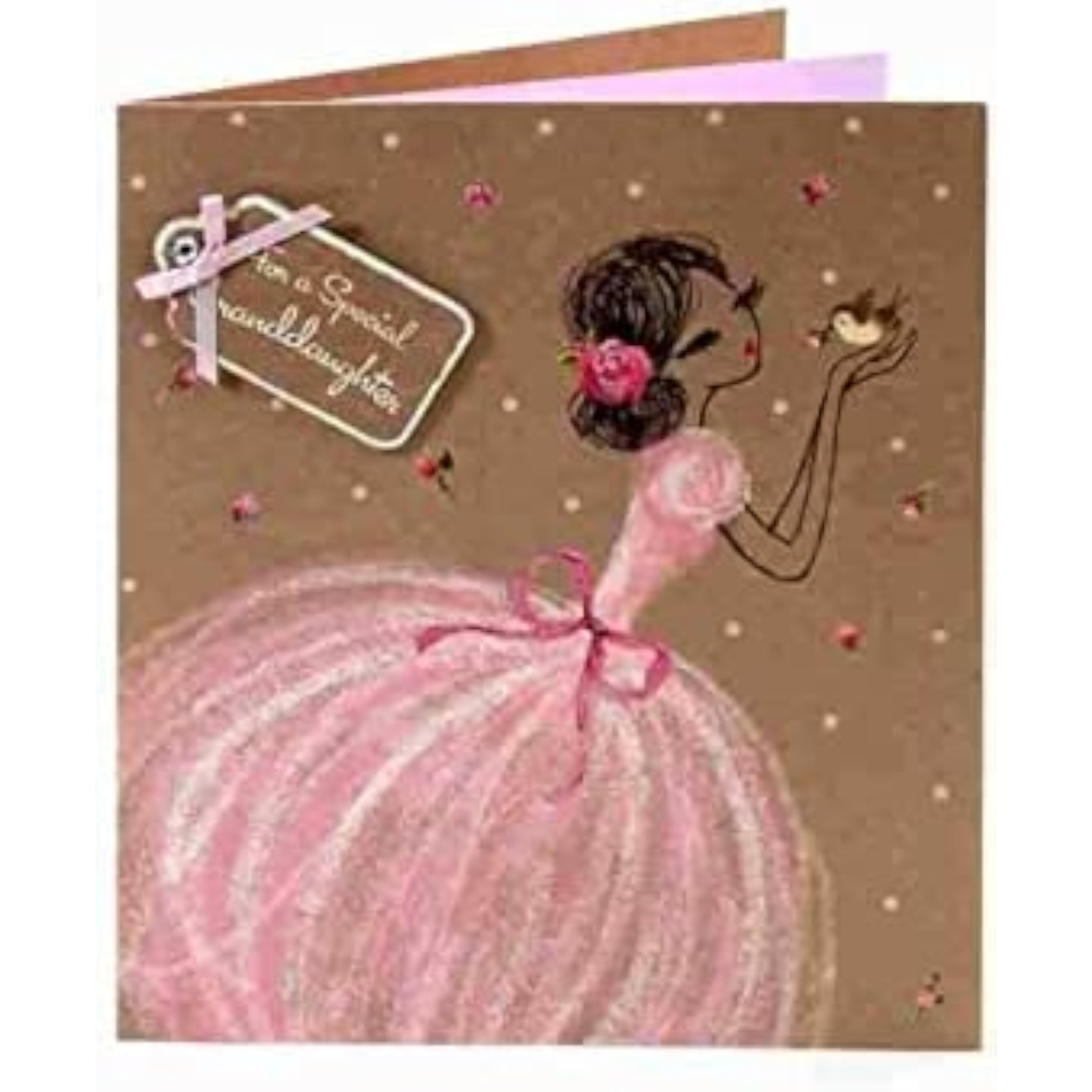 UK Greetings special granddaughter birthday greeting card featuring colorful floral design and heartfelt message inside.