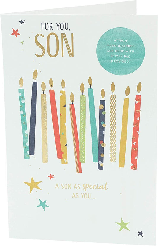 Special Son 13th/16th birthday greeting card from UK Greetings with colorful design and heartfelt message for milestone celebrations.