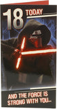 Star Wars Kylo Ren 18th birthday greeting card featuring dark side design and character illustration from UK Greetings.