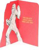 Star Wars Chewbacca 5th birthday greeting card by UK Greetings featuring a colorful illustration of Chewbacca from Star Wars.