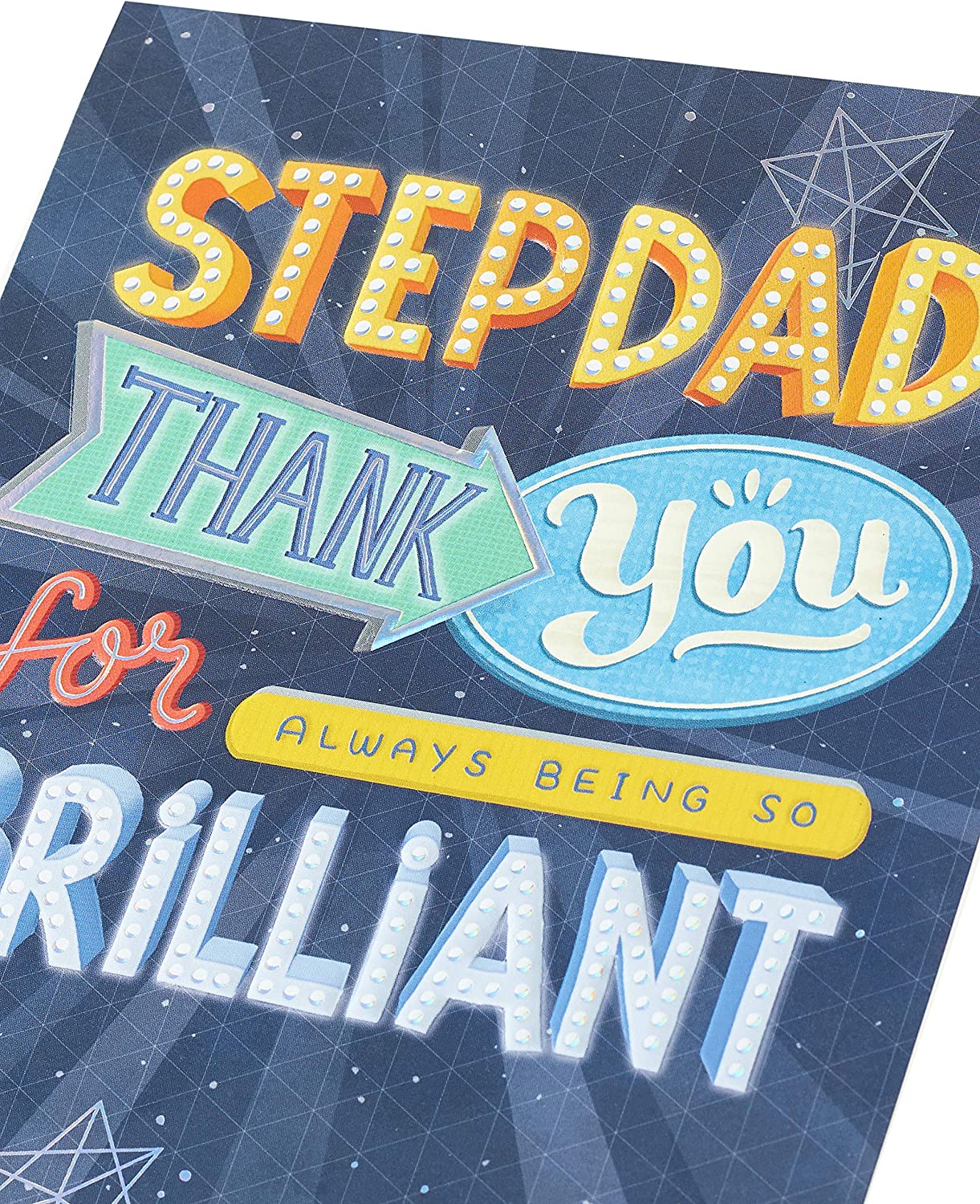 UK Greetings Stepdad Father's Day greeting card featuring heartfelt message and colorful design for celebrating stepdad.