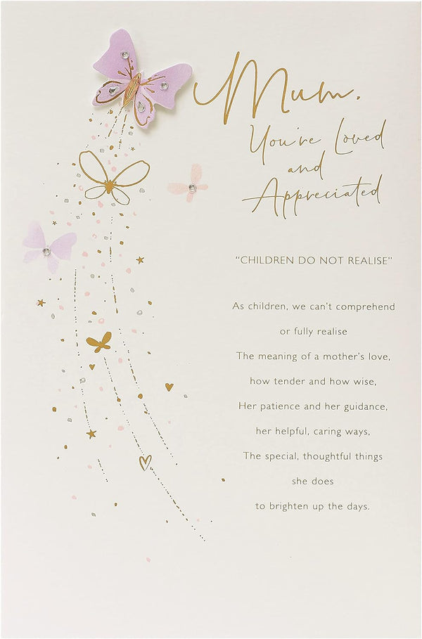 Elegant Mother's Day greeting card with floral design and matching envelope by UK Greetings.