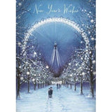 Colorful Ferris Wheel New Year greeting card by UK Greetings, featuring festive holiday-themed artwork.