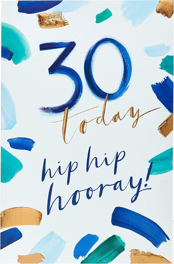 Stylish 30th milestone birthday cheers greeting card by UK Greetings, featuring celebratory design and vibrant colors.