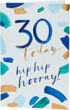 Stylish 30th milestone birthday cheers greeting card from UK Greetings with celebratory design and gold accents.