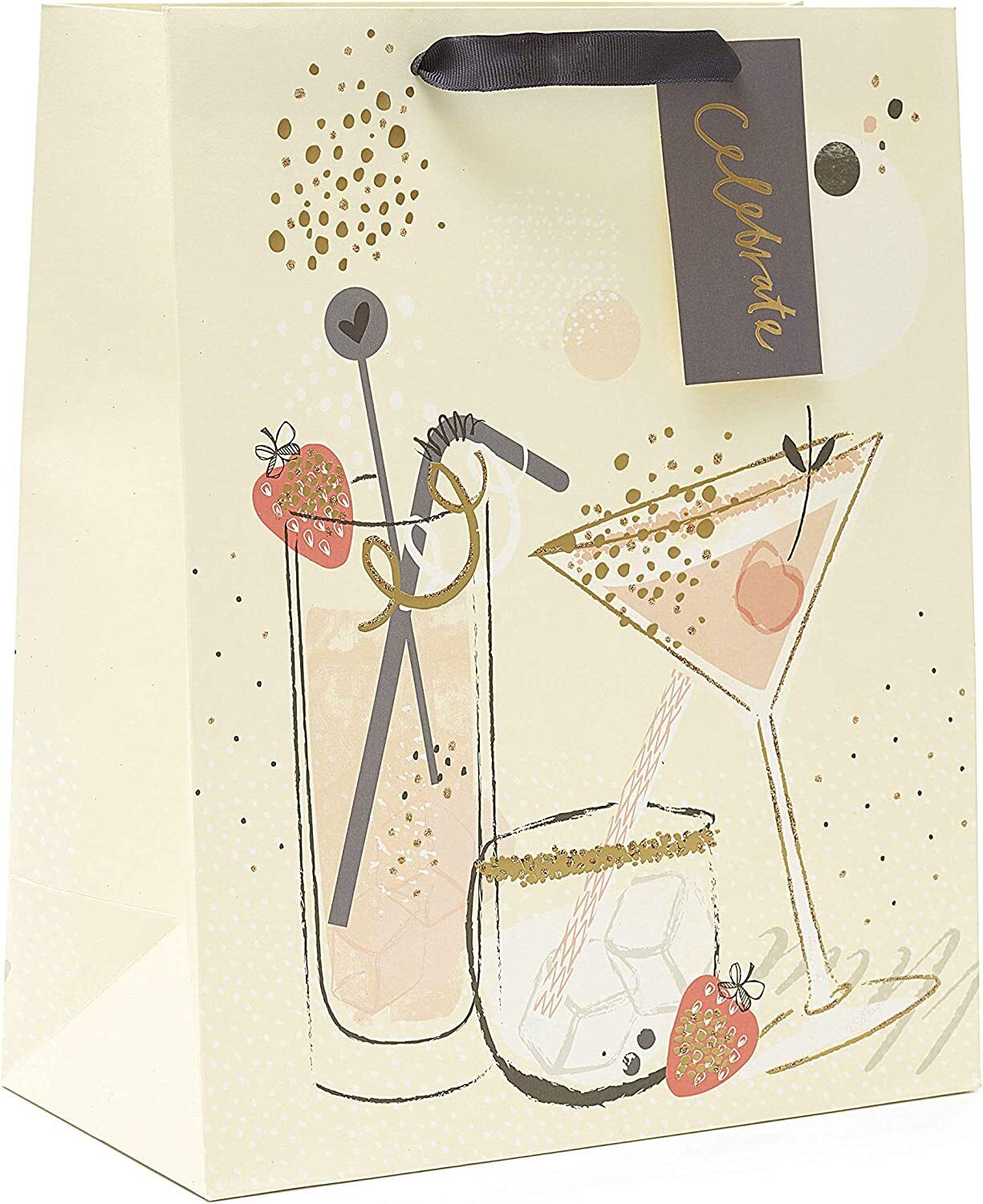 Elegant greeting card from UK Greetings featuring a festive cocktail design, perfect for celebrating special occasions.