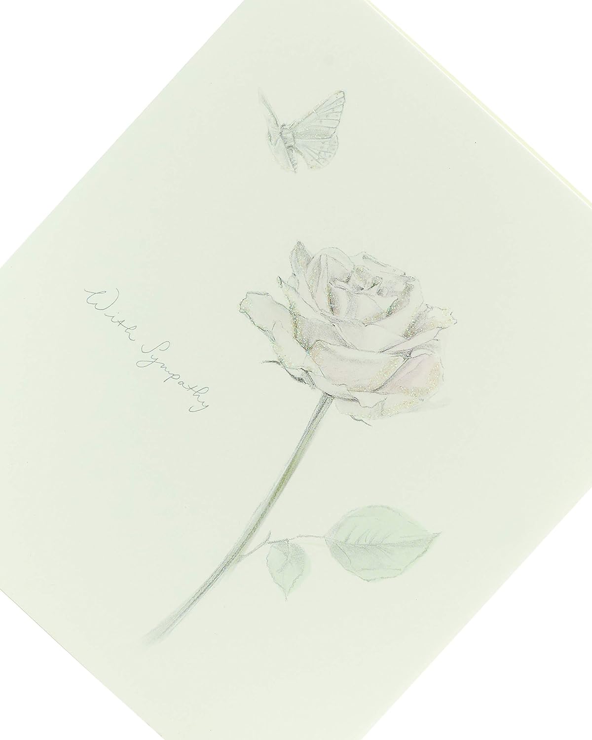 Sympathy greeting card with elegant floral design, UK Greetings brand, showcasing a heartfelt floral illustration on the front.