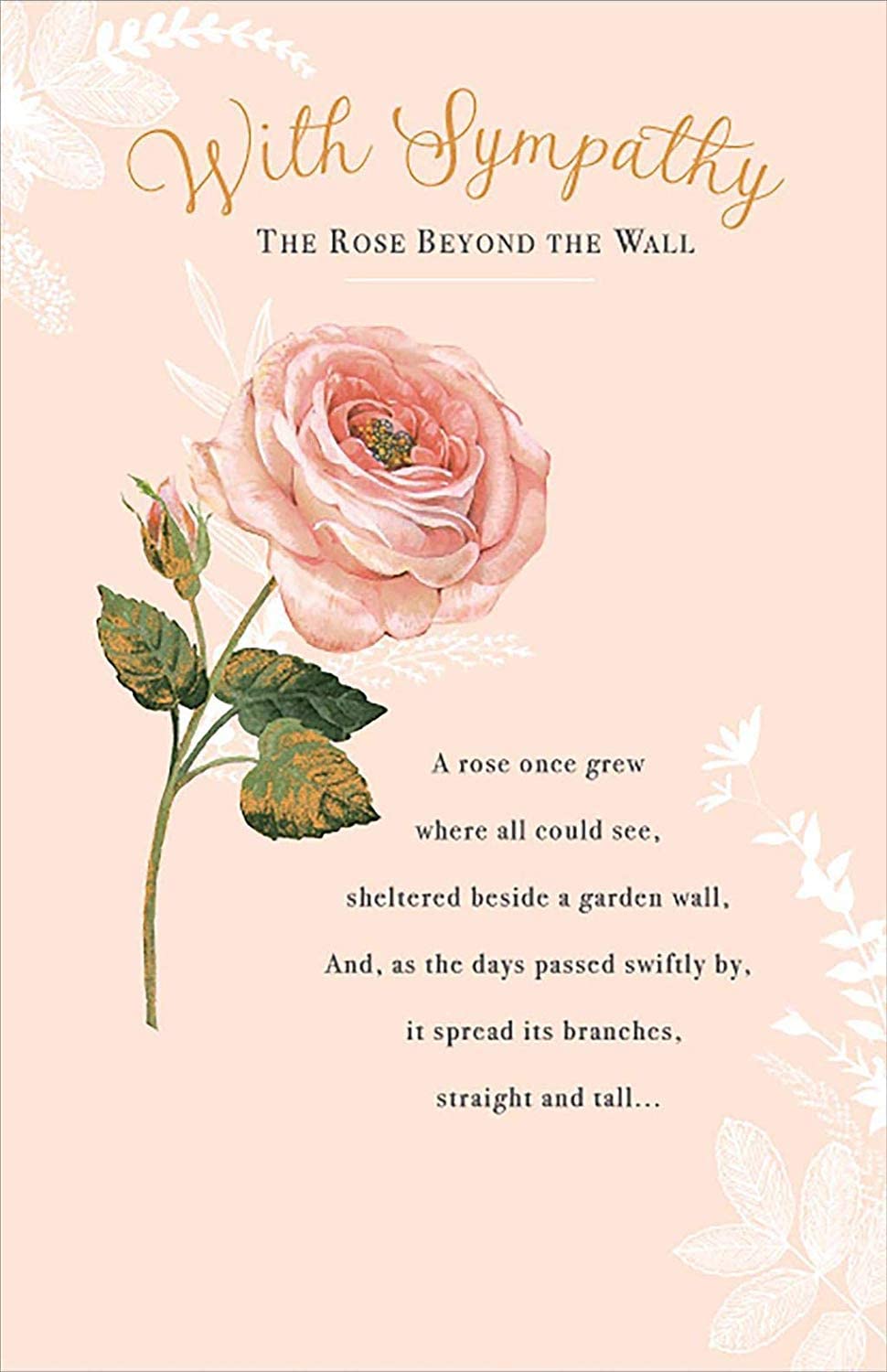 Sympathy Rose Beyond The Wall greeting card by UK Greetings featuring a delicate rose illustration for compassionate messages.