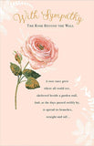 Sympathy Rose Beyond The Wall greeting card by UK Greetings featuring a delicate rose illustration for compassionate messages.