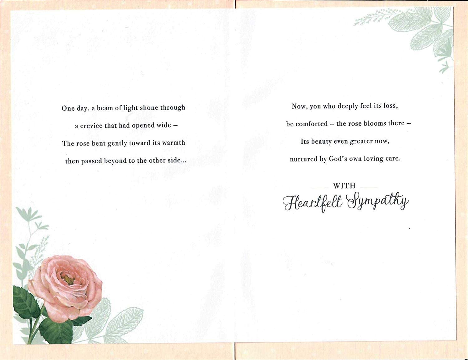 Sympathy Rose greeting card from UK Greetings, featuring a floral design and heartfelt message for condolences.