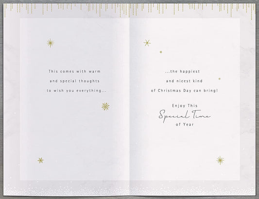 Thinking of You Christmas Baubles Card by UK Greetings featuring foil accents and festive holiday design.