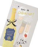 Champagne-themed birthday greeting card from UK Greetings with festive design for celebrating special occasions.