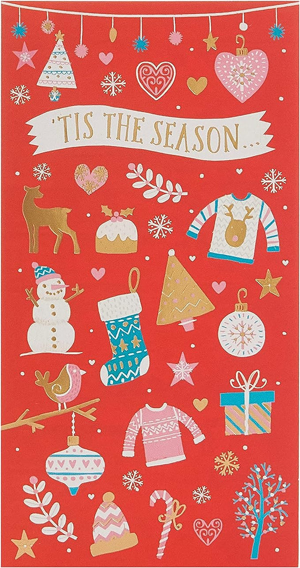 Festive Christmas money wallet gift holder greeting card by UK Greetings with holiday cheer design and seasonal imagery.