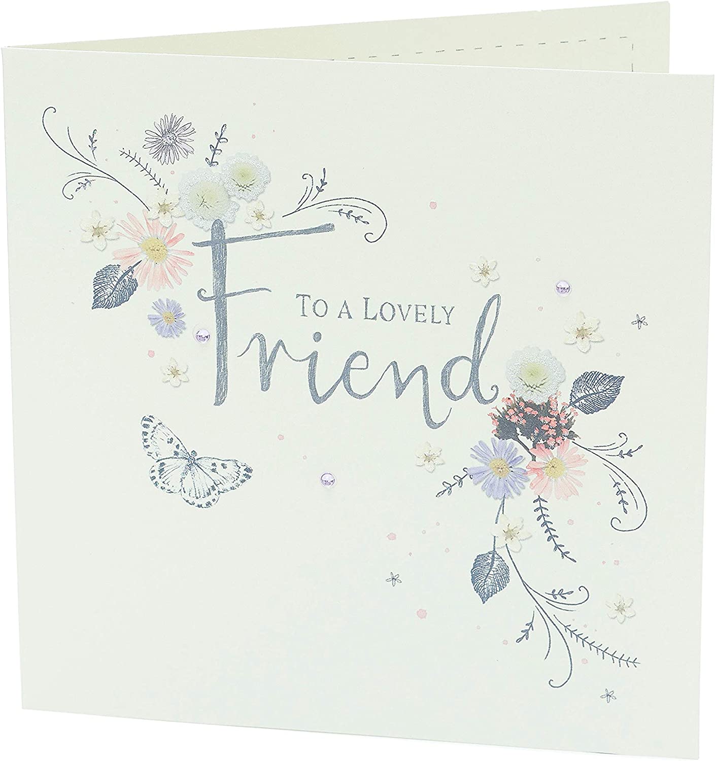 Floral design birthday greeting card for a lovely friend from UK Greetings, featuring colorful flower illustrations.