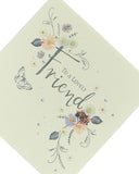 Floral design greeting card for a lovely friend's birthday, UK Greetings brand, featuring vibrant floral artwork.