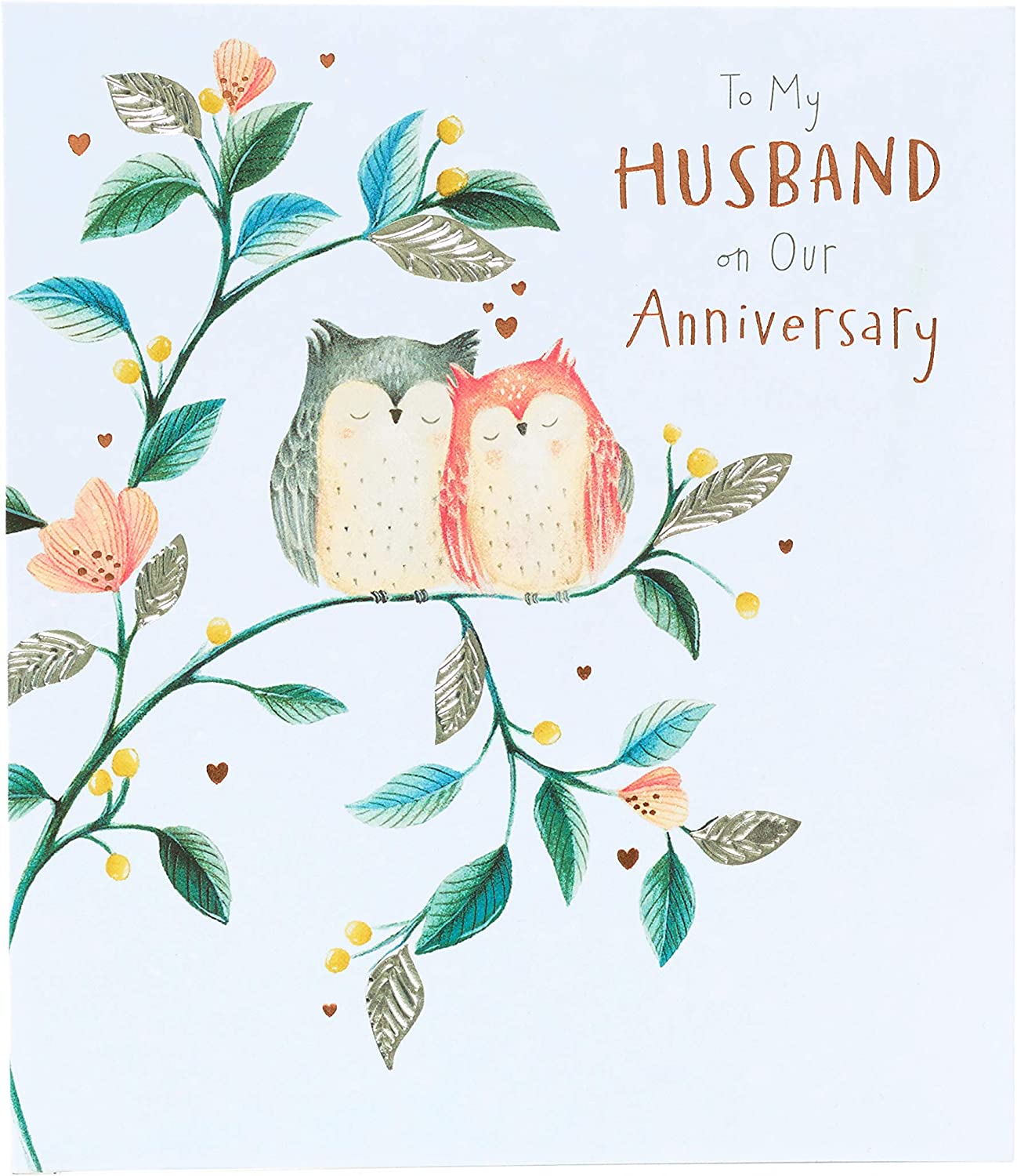 Foil romance anniversary greeting card for husband, featuring elegant design and heartfelt message from UK Greetings.