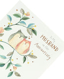 Foil romance anniversary greeting card for husband featuring heartfelt message, from UK Greetings, with elegant design and decorative accents.