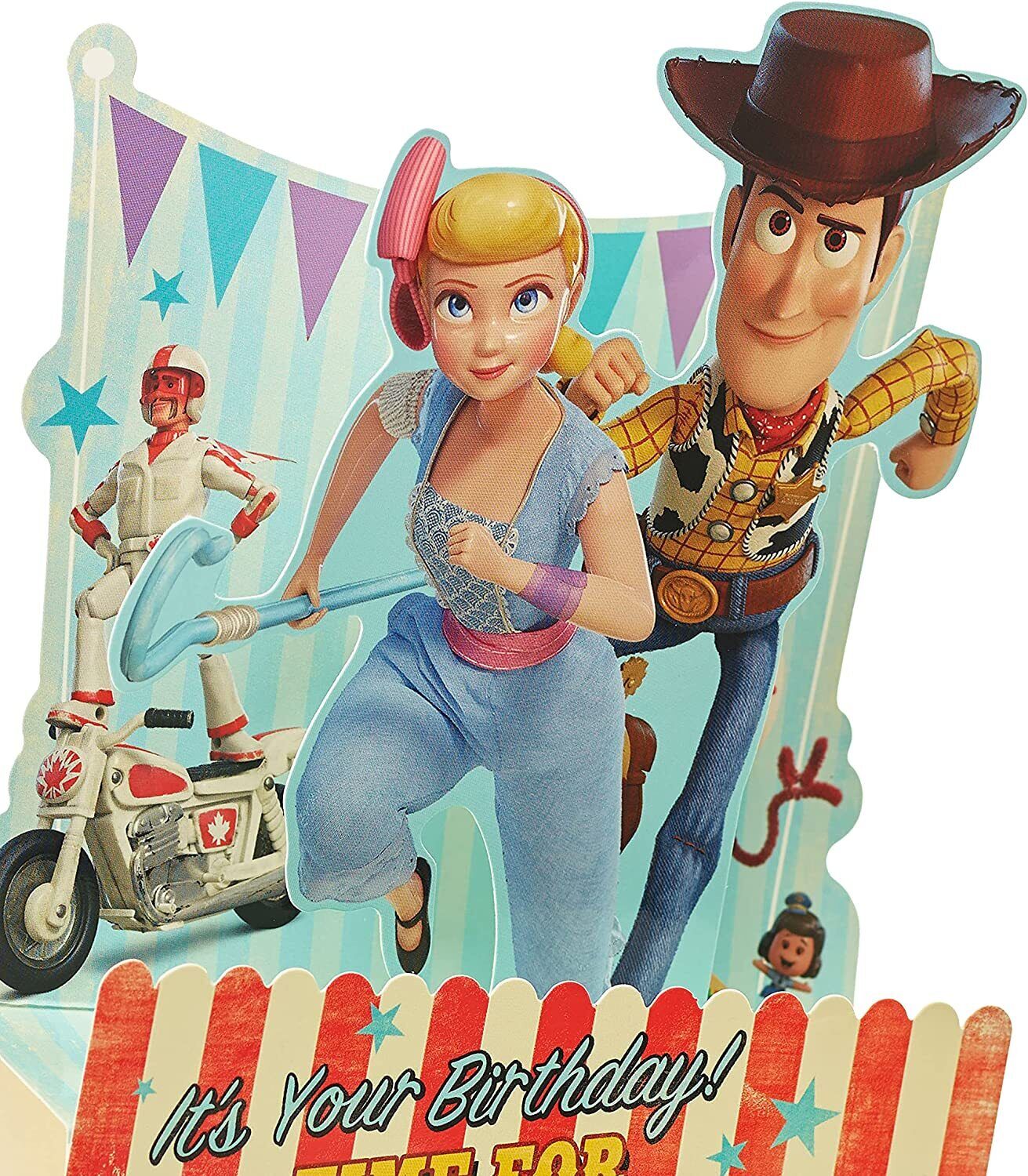 Toy Story Woody pop-up birthday greeting card featuring Woody character and colorful birthday design, ideal for children's celebrations.