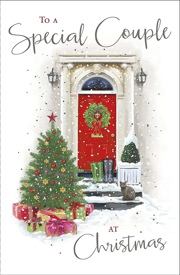 Traditional foiled Christmas greeting card for a special couple, featuring festive holiday designs by UK Greetings.