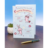 UK Greetings birthday greeting card for daughter featuring a colorful pop-up design and heartfelt poem inside.