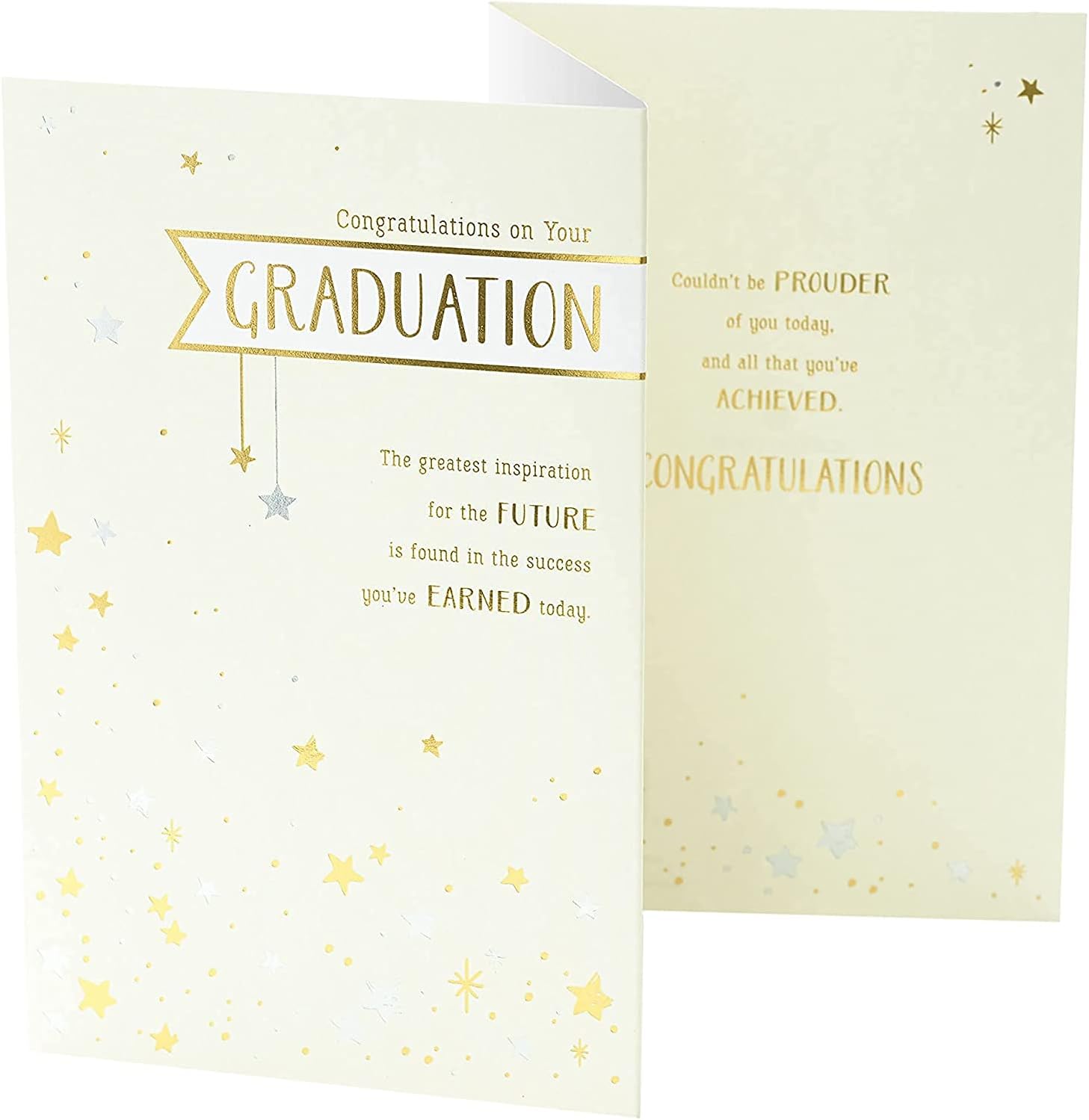 University graduation greeting card from UK Greetings with congratulatory message and well done design for graduates.