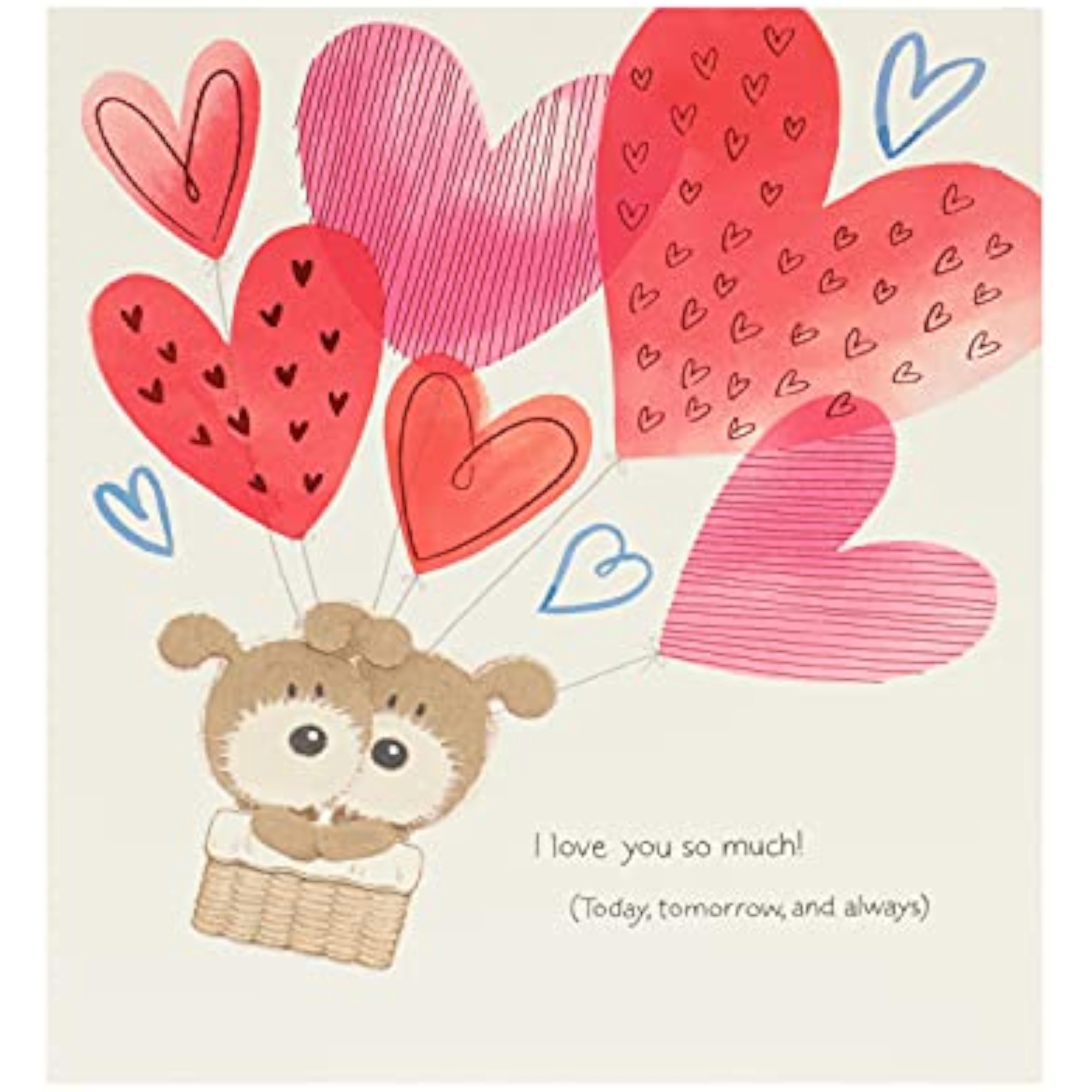 Valentine's Day greeting card with heart air balloon design and envelope, from UK Greetings, suitable for him or her.