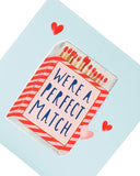 Valentines Day greeting card for him or her with envelope, featuring a perfect match design by UK Greetings.