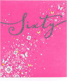 Vibrant 60th birthday foil butterfly greeting card from UK Greetings with colorful butterfly design and celebratory message.