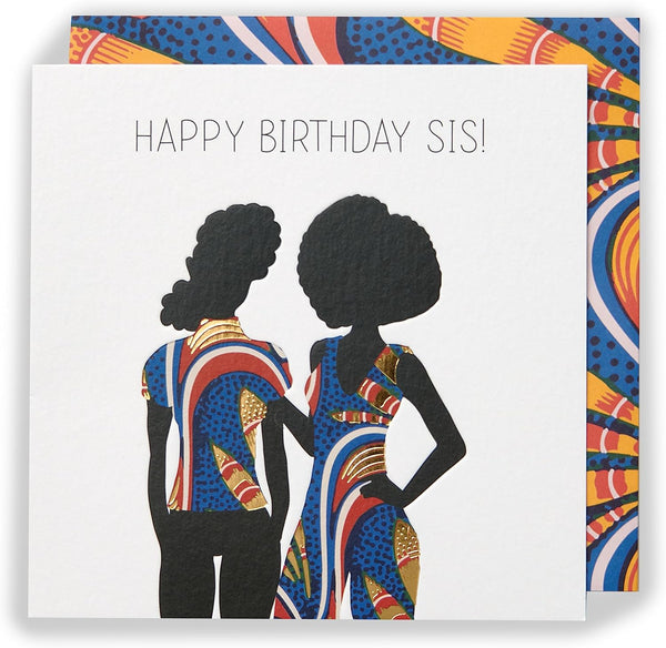 Colorful Afro Sis birthday greeting card by UK Greetings featuring vibrant design and cheerful message for celebrating sisters.