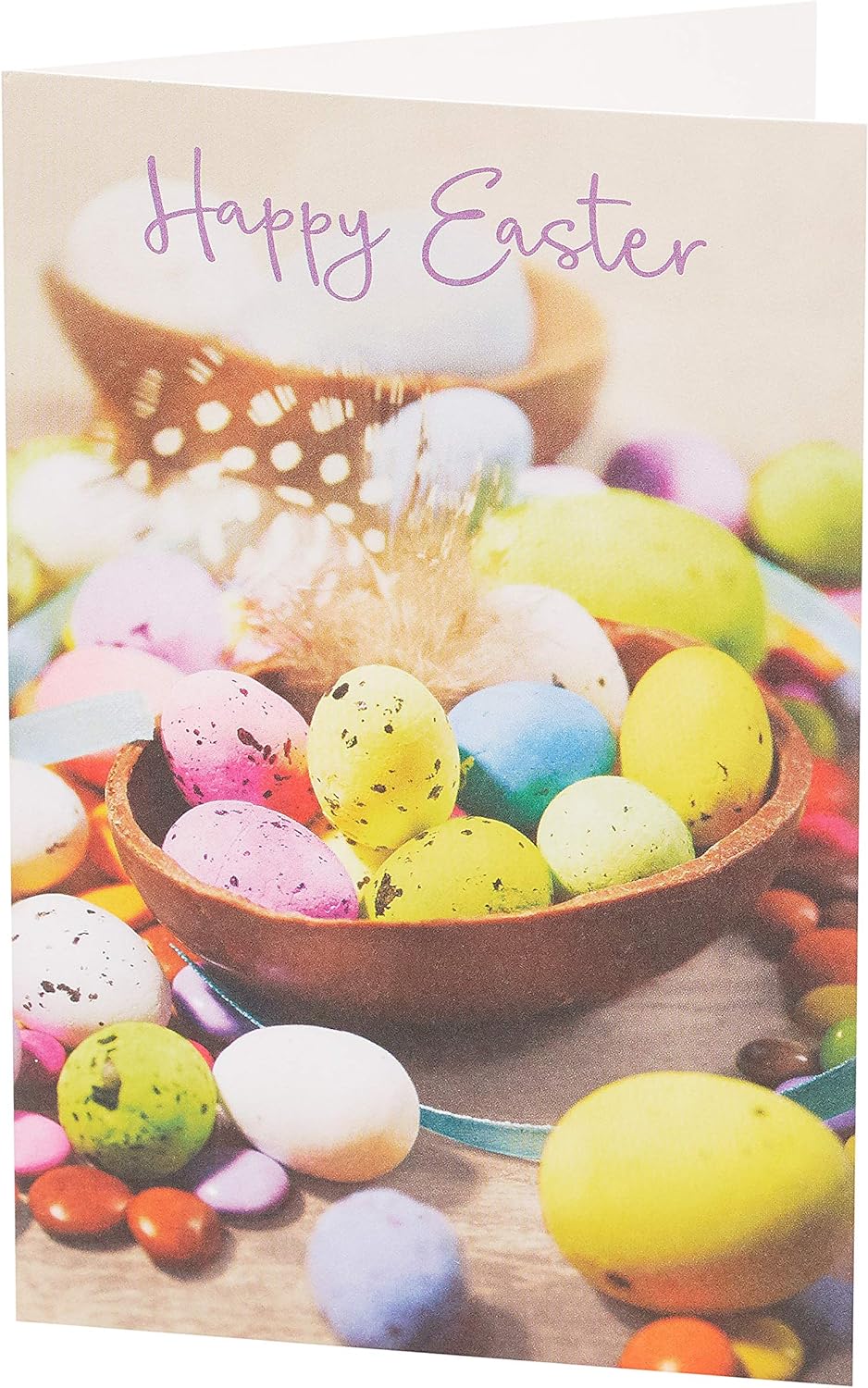 Set of five vibrant Easter Egg Wishes greeting cards by UK Greetings featuring colorful spring designs and cheerful holiday messages.