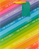 Large vibrant rainbow gift bag featuring colorful patterns, designed for greeting cards by UK Greetings.