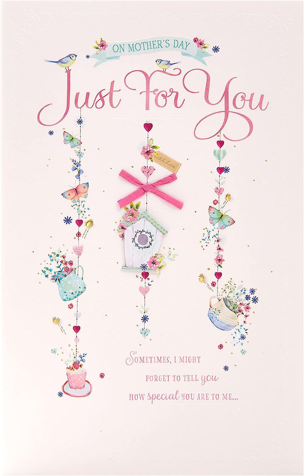 Vintage design Mother's Day greeting card from UK Greetings, featuring floral illustrations and heartfelt message inside.