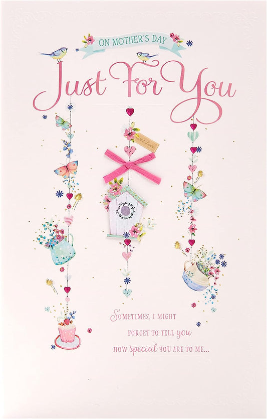 Vintage design Mother's Day greeting card from UK Greetings, featuring floral illustrations and heartfelt message inside.