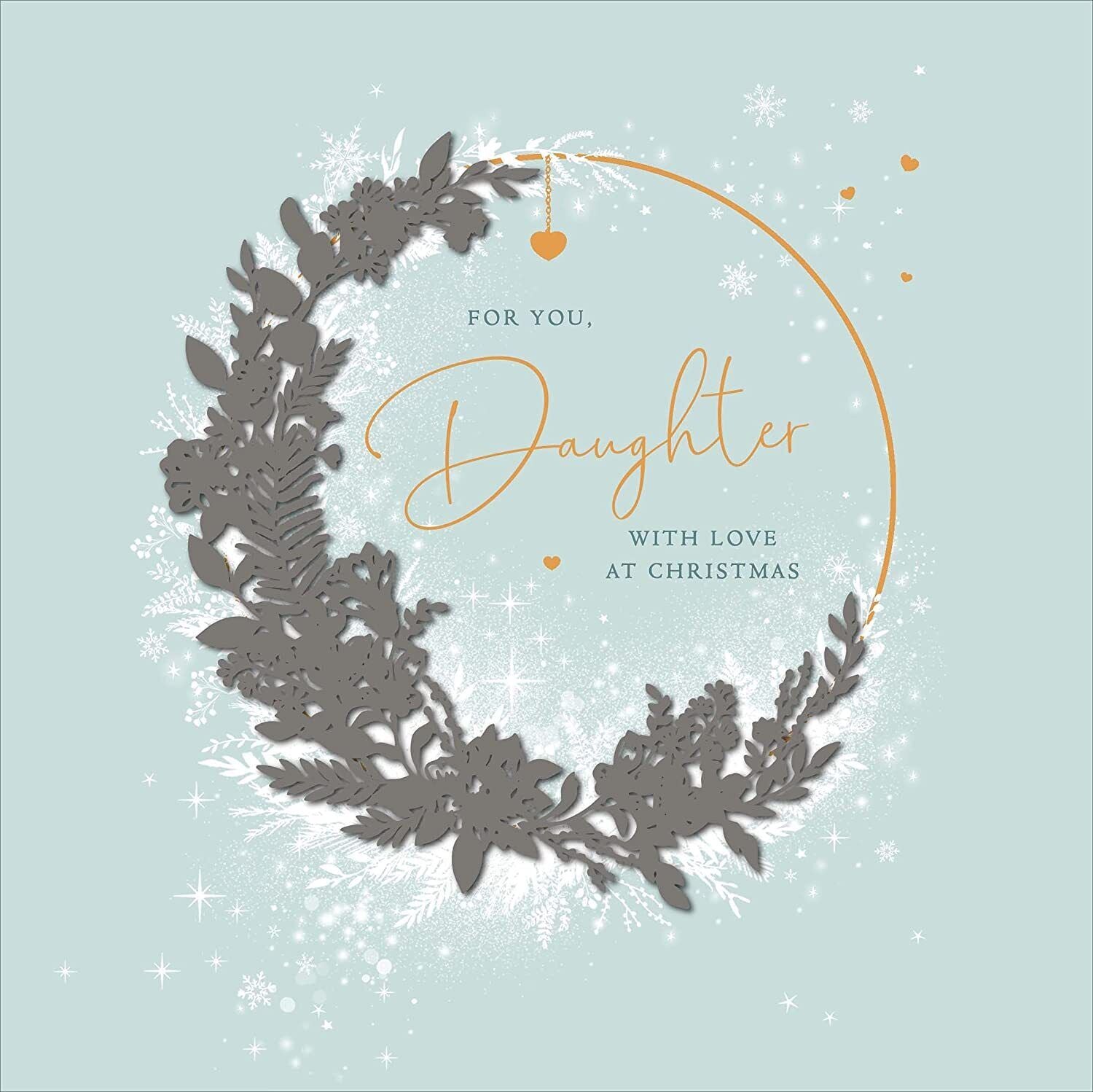 Watercolour wreath daughter Christmas greeting card featuring festive floral design by UK Greetings.