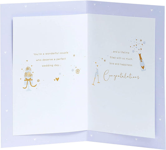Pale blue wedding greeting card for him, her, or friends by UK Greetings with elegant design and heartfelt message.