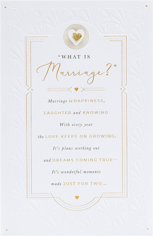 Poetic wedding greeting card for him, her, or friend by UK Greetings featuring elegant floral design and heartfelt message.