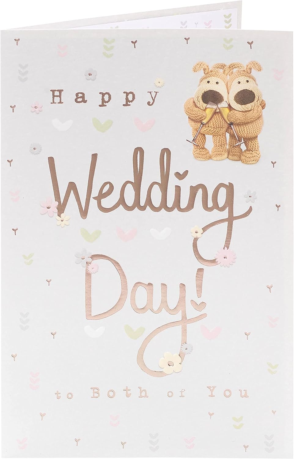 Wedding Day Boofles toast greeting card by UK Greetings featuring colorful cartoon characters and celebratory design.